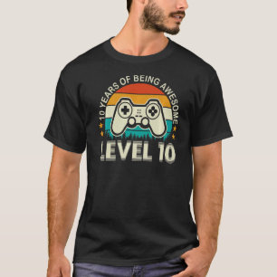 10th Birthday Boy Level 10 Unlocked Awesome 2013 V T-Shirt