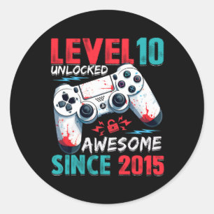 10th Birthday Boy Level 10 Unlocked Awesome Since Classic Round Sticker