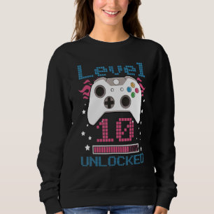 10th Birthday Boy Level 10 Unlocked Video Gamer Bi Sweatshirt