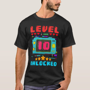 10th Birthday Boy Level 10 Unlocked Video Gamer Bi T-Shirt