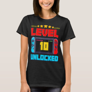 10th Birthday Boy Level 10 Unlocked Video Gamer Bi T-Shirt