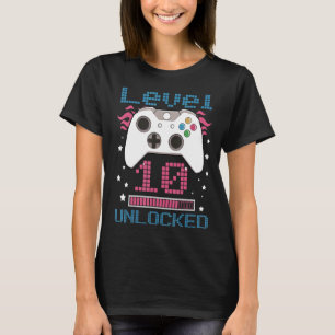 10th Birthday Boy Level 10 Unlocked Video Gamer Bi T-Shirt