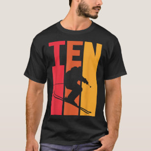 10th Birthday Boy Retro Ski Lover Skier 10 Years O T-Shirt
