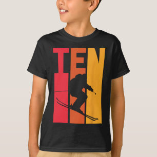 10th Birthday Boy Retro Ski Lover Skier 10 Years O T-Shirt