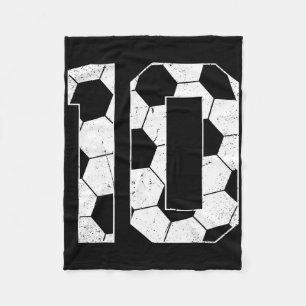 10th Birthday Boy Soccer Player Football 10 Years Fleece Blanket