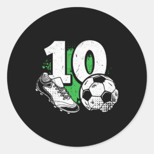 10th Birthday Boy Soccer Player Footll 10 Years Ol Classic Round Sticker