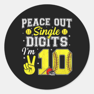 10th Birthday Boy Softll Peace Out Single Digits 1 Classic Round Sticker