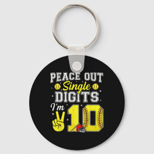 10th Birthday Boy Softll Peace Out Single Digits 1 Key Ring