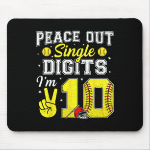 10th Birthday Boy Softll Peace Out Single Digits 1 Mouse Pad