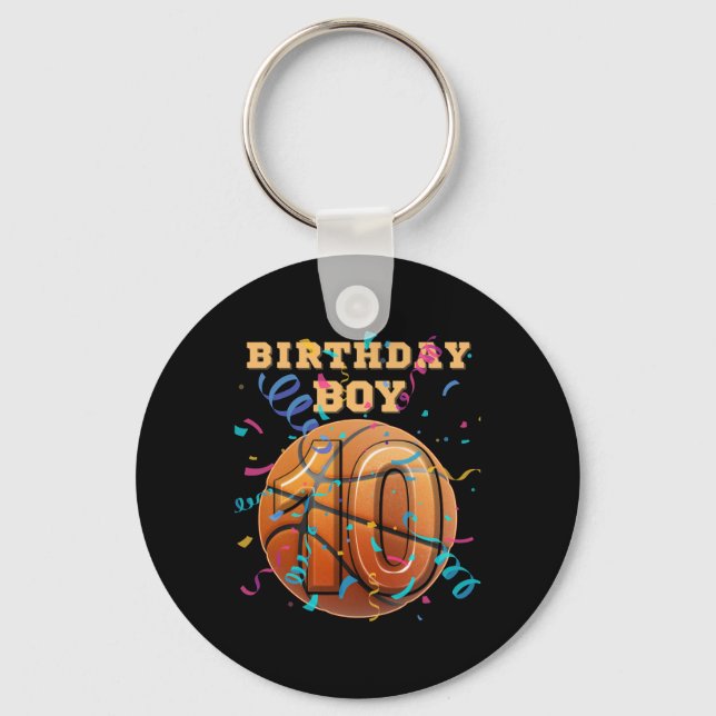 10th Birthday Boy Ten 10 Years Old Sketll Players  Key Ring (Front)