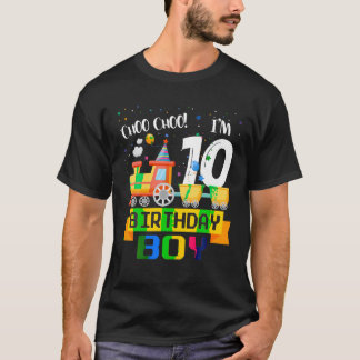 10th Birthday Boy Train 10 Year Old Cool B Day Mat T-Shirt