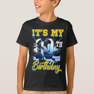 10th Birthday Boys 10 Year Old Ice Hockey Theme T-Shirt