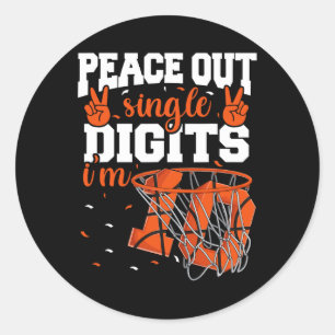 10th Birthday Boys Basketball Peace Out Single Di Classic Round Sticker
