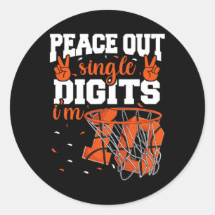 10th Birthday Boys Bysketbyll Peace Out Single Dig Classic Round Sticker