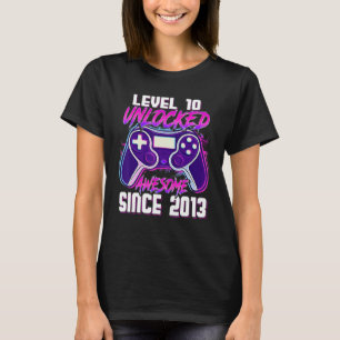 10th Birthday Boys Level 10 Unlocked Awesome 2013 T-Shirt
