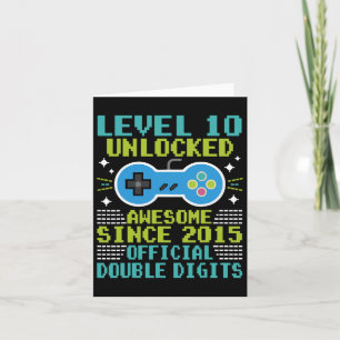 10th Birthday Boys Level 10 Unlocked Awesome Since Card