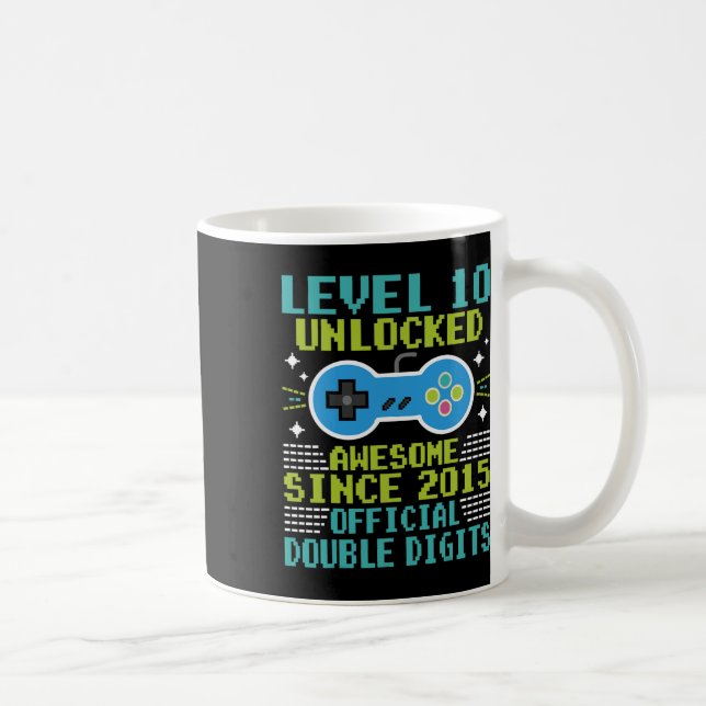 10th Birthday Boys Level 10 Unlocked Awesome Since Coffee Mug (Right)