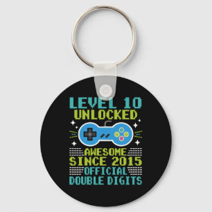 10th Birthday Boys Level 10 Unlocked Awesome Since Key Ring