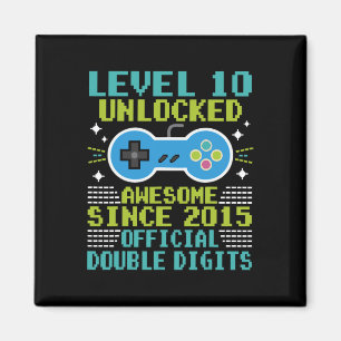 10th Birthday Boys Level 10 Unlocked Awesome Since Magnet