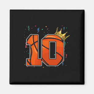 10th Birthday Bysketbyll Big Number 10 Year Old Bo Magnet