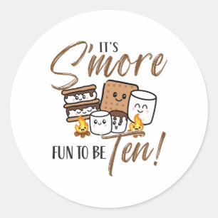 10th Birthday Campfire Marshmallow It's S'more Fun Classic Round Sticker