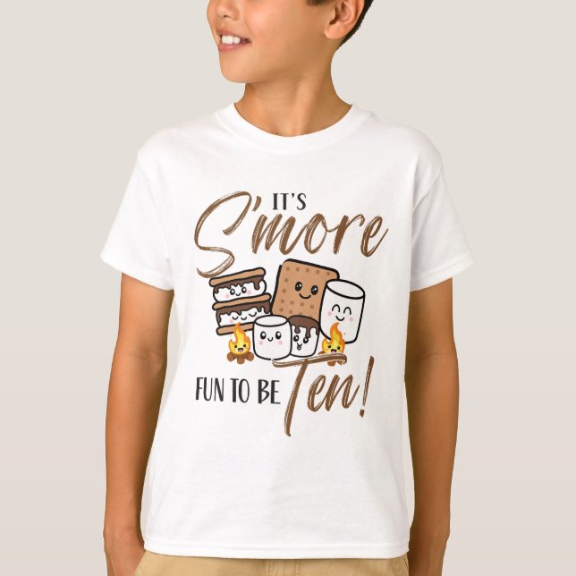 10th Birthday Campfire Marshmallow It's S'more Fun T-Shirt (Front)