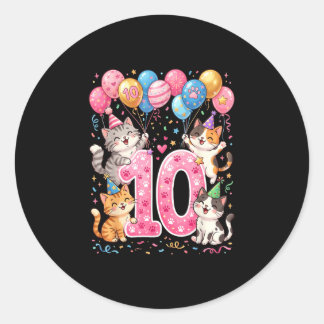 10th birthday cat birthday double digitspng classic round sticker