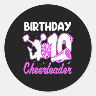 10th Birthday Cheerleader Girl 10 Years Old Cheerl Classic Round Sticker