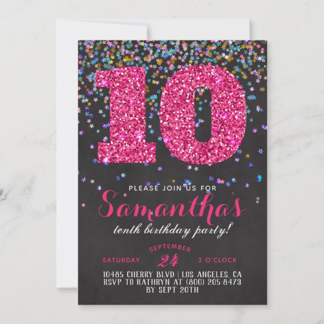 10th Birthday Confetti Invitation (Front)
