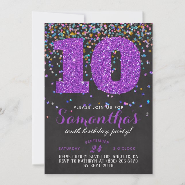 10th Birthday Confetti Invitation (Front)