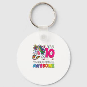 10th Birthday Dabbing Unicorn Party Gift 10 Years  Key Ring