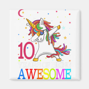 10th Birthday Dabbing Unicorn Party Gift 10 Years Magnet
