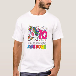 10th Birthday Dabbing Unicorn Party Gift 10 Years  T-Shirt