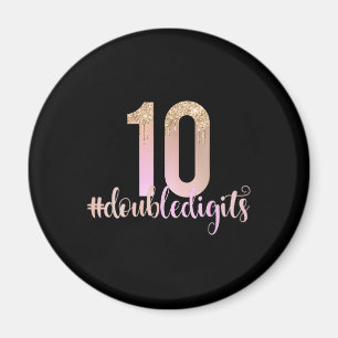 10th Birthday Double Digits Girls Peach Ombre Magnet