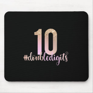 10th Birthday Double Digits Girls Peach Ombre  Mouse Pad