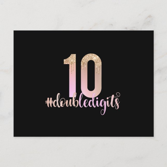 10th Birthday Double Digits Girls Peach Ombre  Postcard (Front)