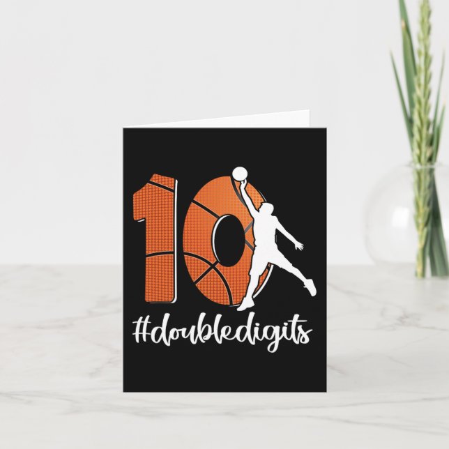 10th Birthday Double Digits Ten Basketball For Boy Card (Front)