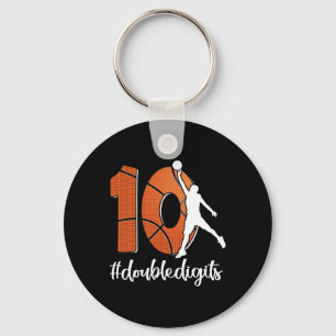 10th Birthday Double Digits Ten Basketball For Boy Key Ring