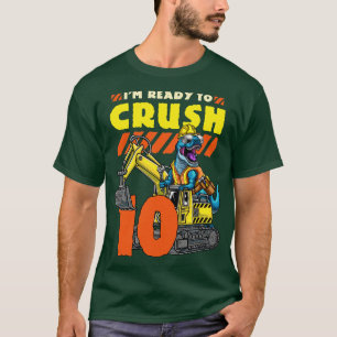 10th Birthday Excavator T Rex T-Shirt