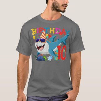 10th Birthday Family Shark Kids Ten Ten Ten  T-Shirt