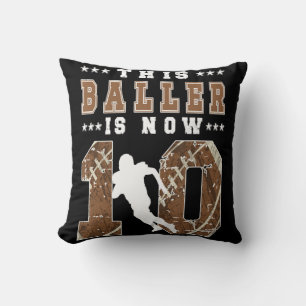 10th Birthday Football Boy Ten Year Old Football P Cushion