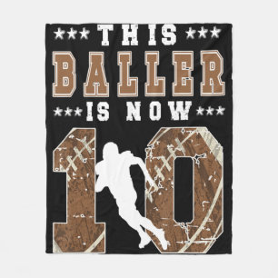 10th Birthday Football Boy Ten Year Old Football P Fleece Blanket