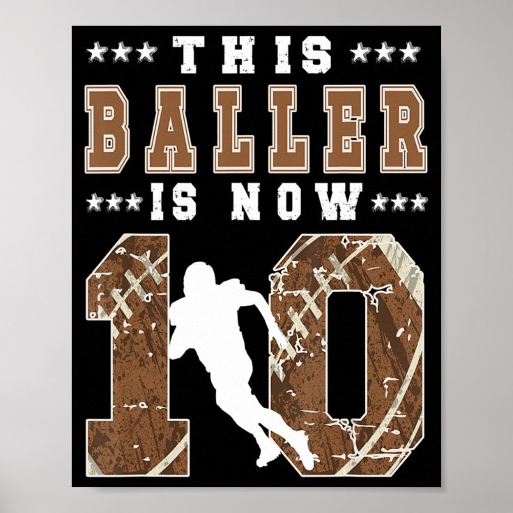 10th Birthday Football Boy Ten Year Old Football P Poster Zazzle.co.nz