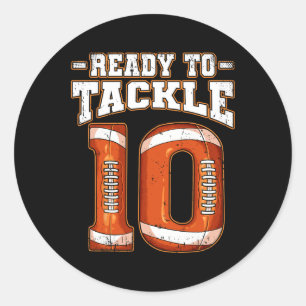 10th Birthday Football  Classic Round Sticker