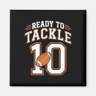 10th Birthday Football Lover 10 Year Old Ready To Magnet