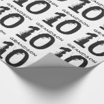 10th Birthday for a grandson, black text on white. Wrapping Paper<br><div class="desc">White background with black text,  for any grandson turning 10.</div>