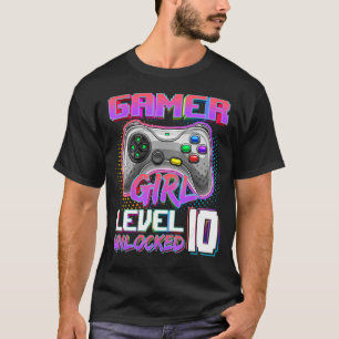 10th Birthday Gamer Girl Level 10 Unlocked Gamer B T-Shirt