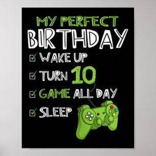 10th Birthday Gaming 10 Years Old Perfect Gamer Gi Poster