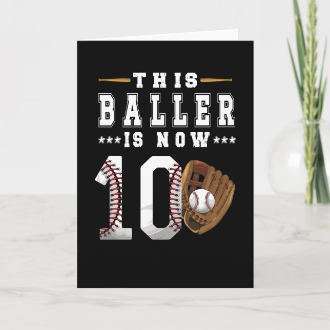 10th Birthday Gift Baseball Player 10 Year Old Boy Card (Front)