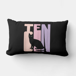 10th Birthday Gift   Cute Cat Fan 10 Years old Lumbar Cushion